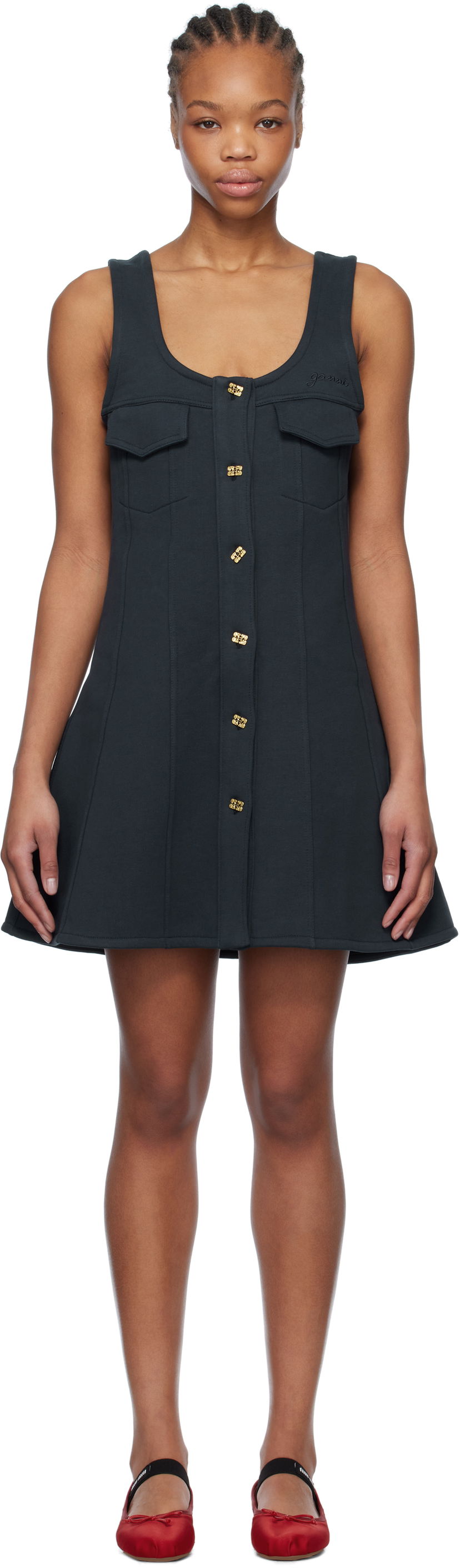Klä GANNI Ganni Fleece Mini Dress Svart | T4096