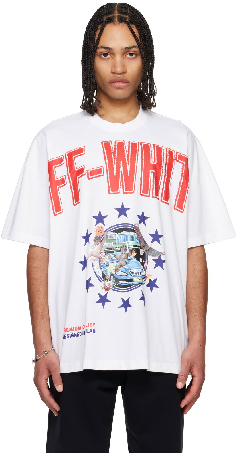 T-shirt Off-White Off-White Fresco Star Graphic T-Shirt Vit | OMAA161S25JER0010120