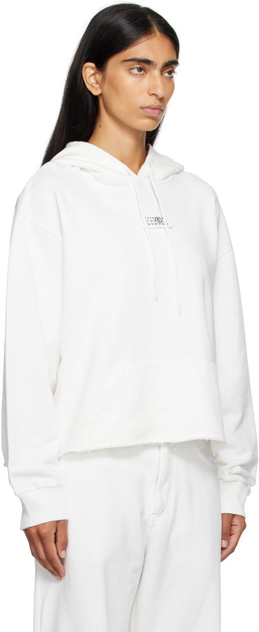 Sweatshirt Maison Margiela MM6 Maison Margiela Logo Patch Cropped Hoodie Vit | S52GU0234 M25025, 1