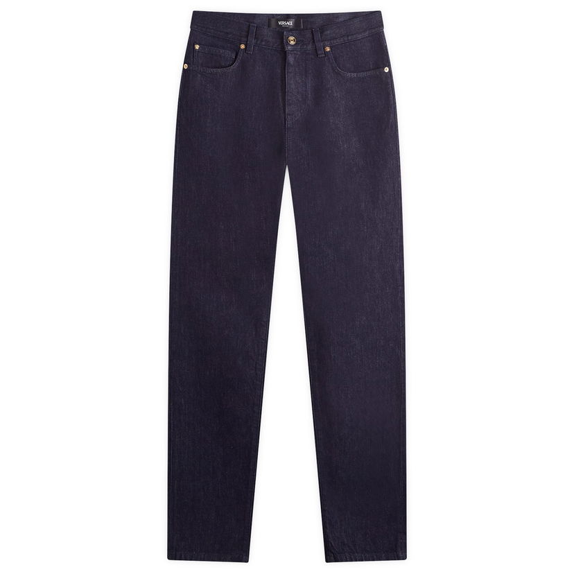 Jeans Versace Reactive Embroidered Denim Jeans Mörkblå | 1015844-1A12477-1D100