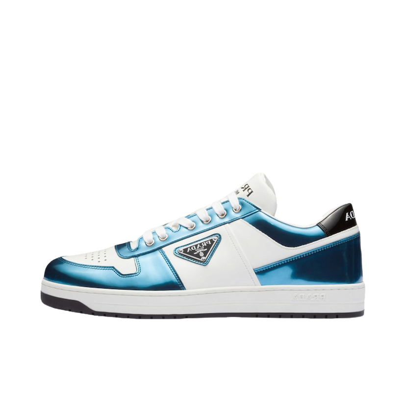 Sneakers och skor Prada Downtown Low Top Sneakers Leather White Metallic Blue Blå | 2EE364_3LL2_F0W81