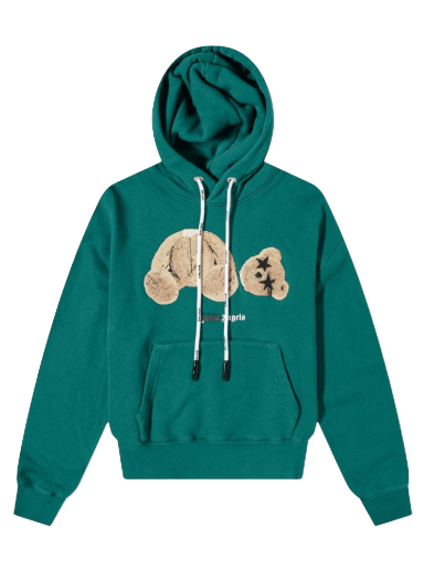 Sweatshirt Palm Angels Spray Logo Kill The Bear Popver Hoody Grön | PMBB058F21FLE0125760