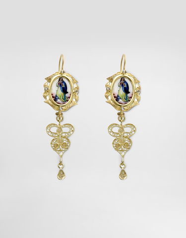 Örhängen Dolce & Gabbana Dolce & Gabbana Sicily Drop Earrings with Religious Figure and Filigree Design Gul | WEDD1GW0001ZOO00, 0