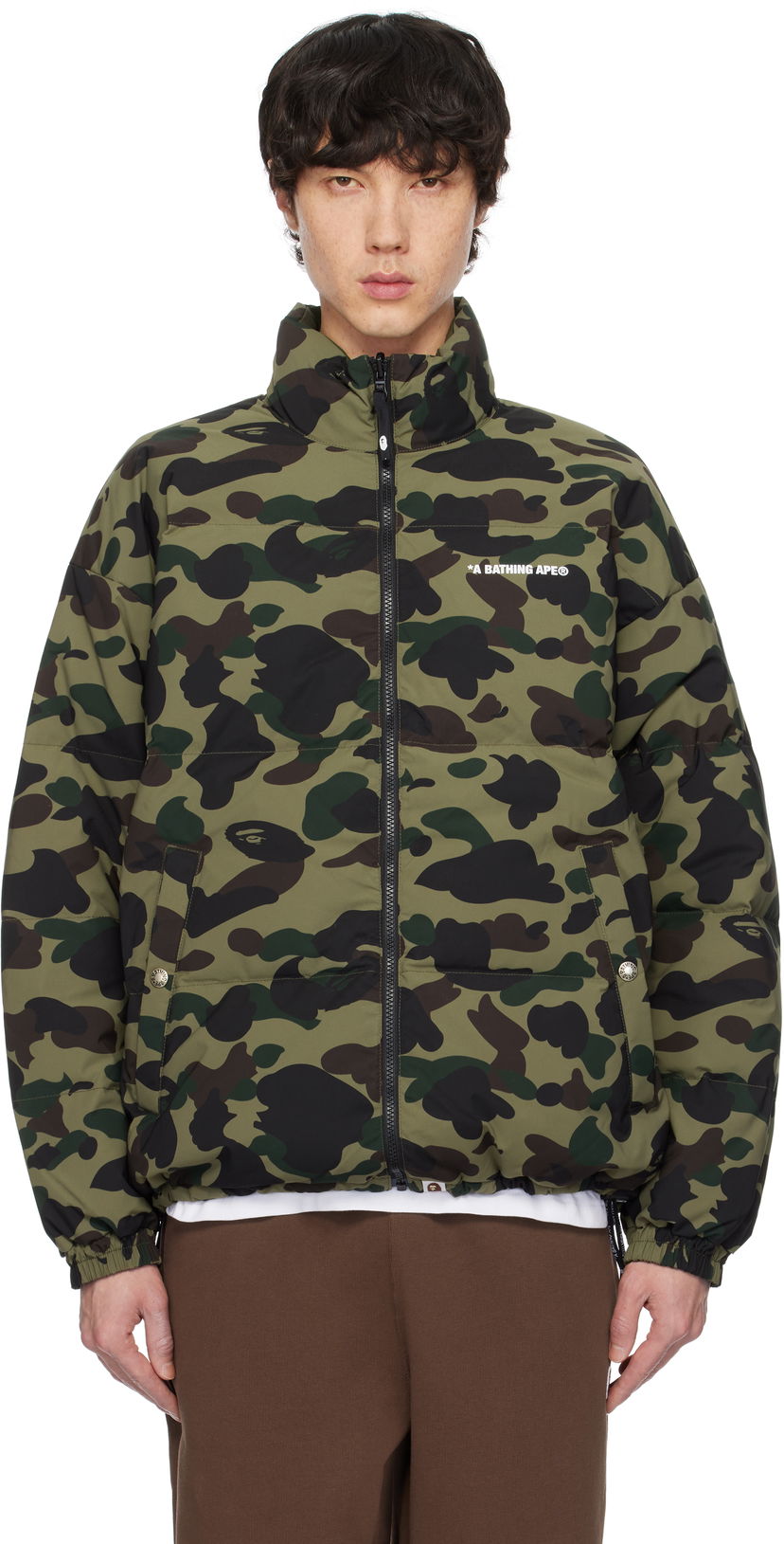 Jacka BAPE Camo Reversible Down Jacket Grön | 001DNK801009M