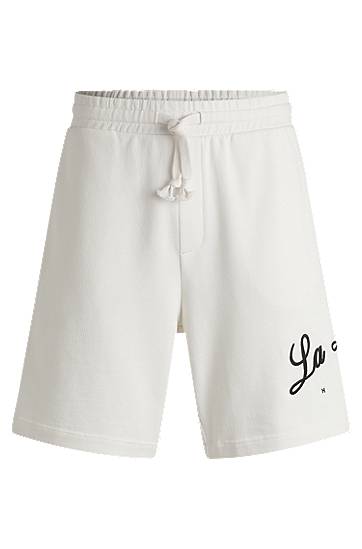 Shorts BOSS Cotton-Terry Shorts with Logo Vit | 50539002