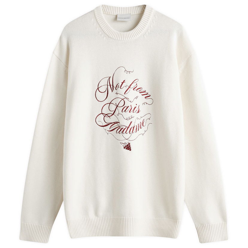 Sweater Drôle de Monsieur Crew Knit With Graphic Print Vit | F-PO178-WO023-CM