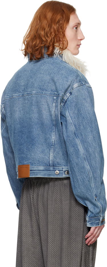 Jacka Alexander Wang Alexander Wang Rounded Trucker Denim Jacket with Faux Fur Collar Blå | 6WC1252066, 2
