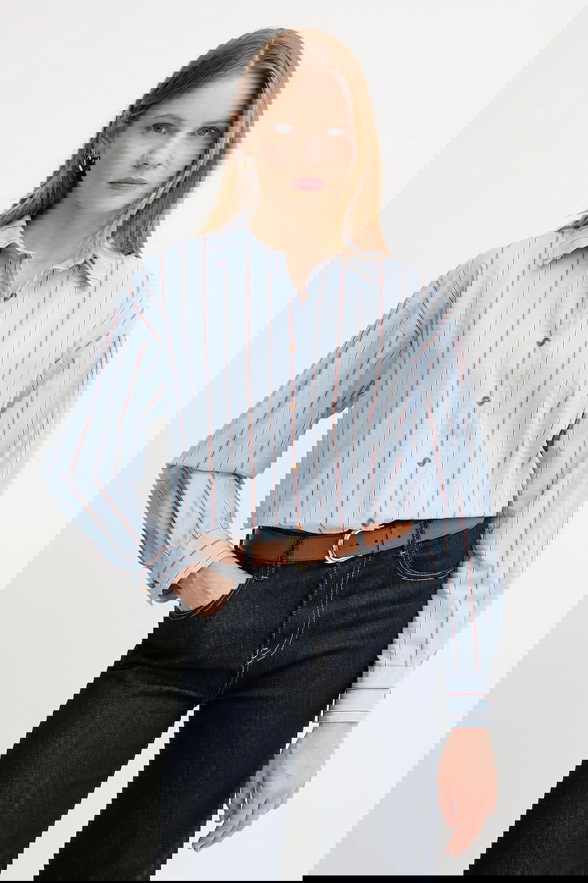 Skjorta Barbour Barbour Saffron Relaxed Fit Button-Down Shirt Blå | LSH1698, 0