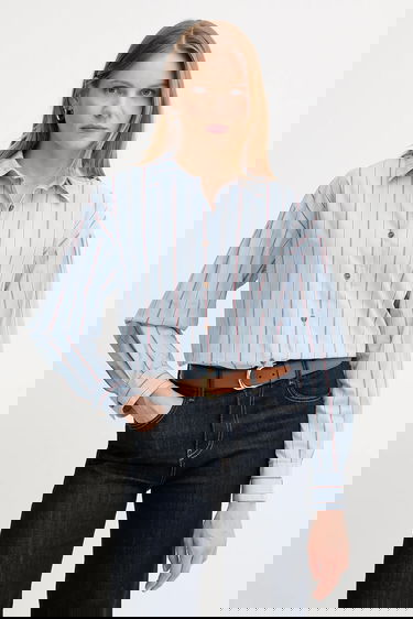 Skjorta Barbour Barbour Saffron Relaxed Fit Button-Down Shirt Blå | LSH1698, 0