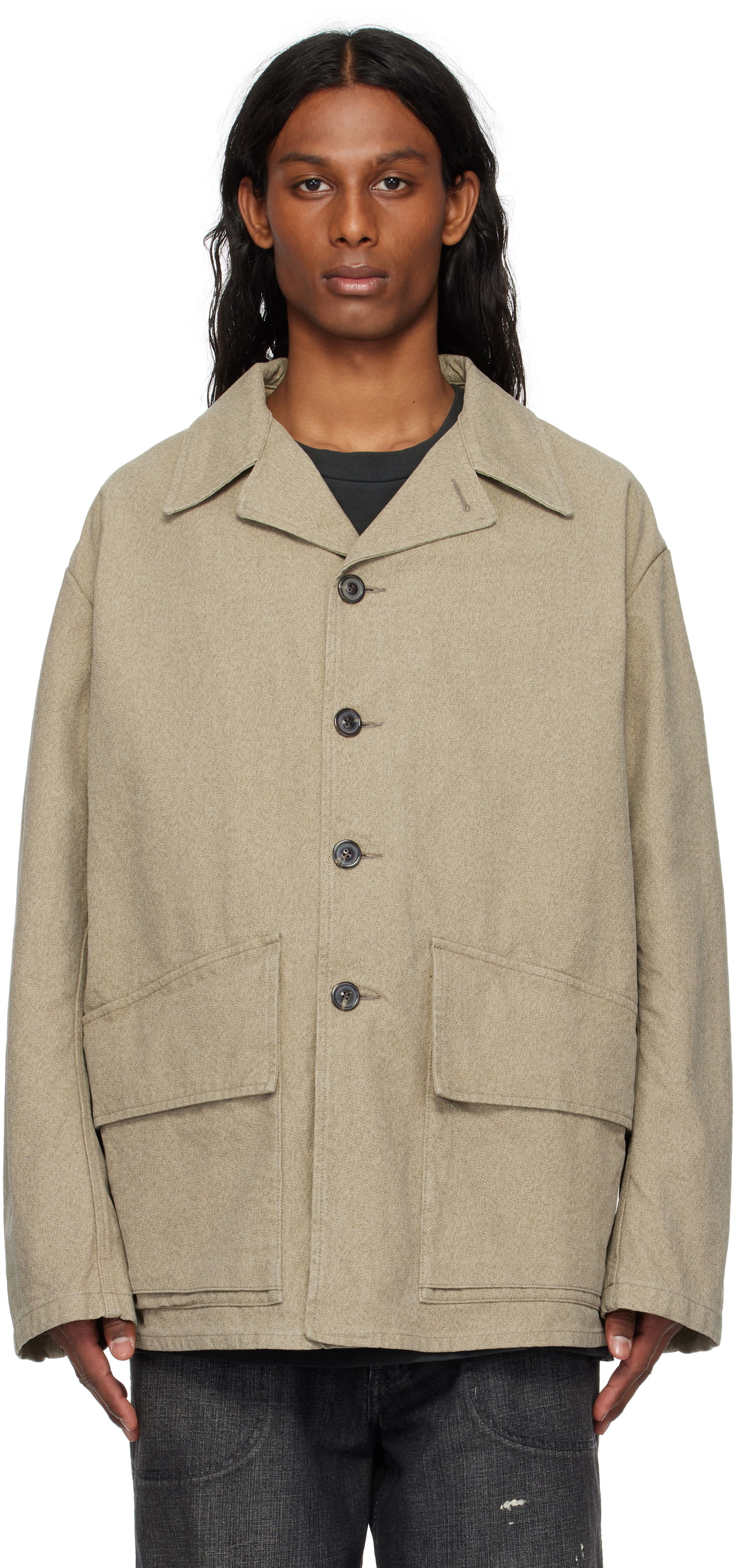 Jacka Maison Margiela Maison Margiela Cotton Caban Jacket Beige | S50AM0629 M35310, 0