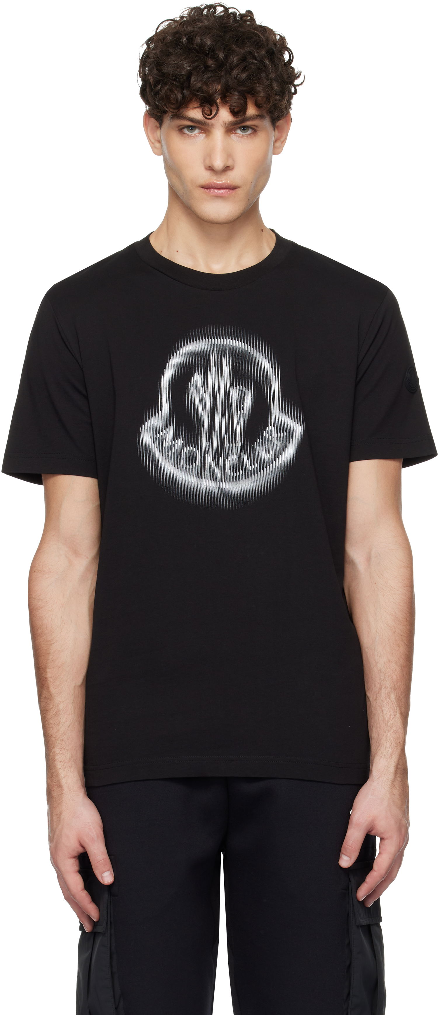 T-shirt Moncler Short Sleeve T-Shirt With Graphic Print Svart | K10918C0000489A17, 0