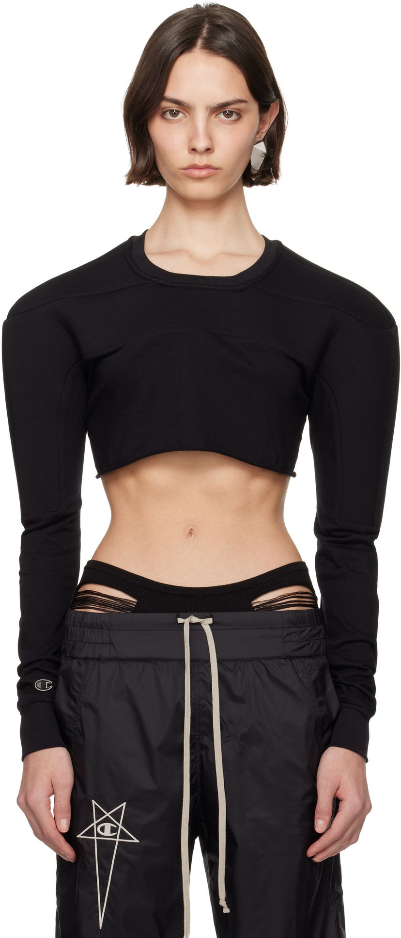 T-shirt Rick Owens Rick Owens Champion Edition Girdered Cropped Harness T-Shirt Svart | CW01E1708 CHJG