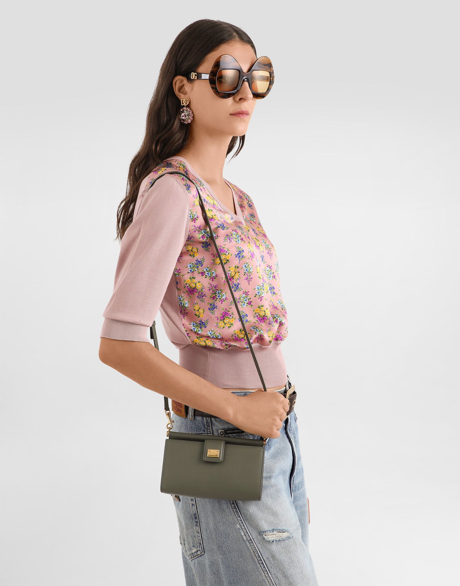 Axelväska Dolce & Gabbana Plongé Calfskin Mini Phone Bag Grön | BI3367A9S2580560, 1