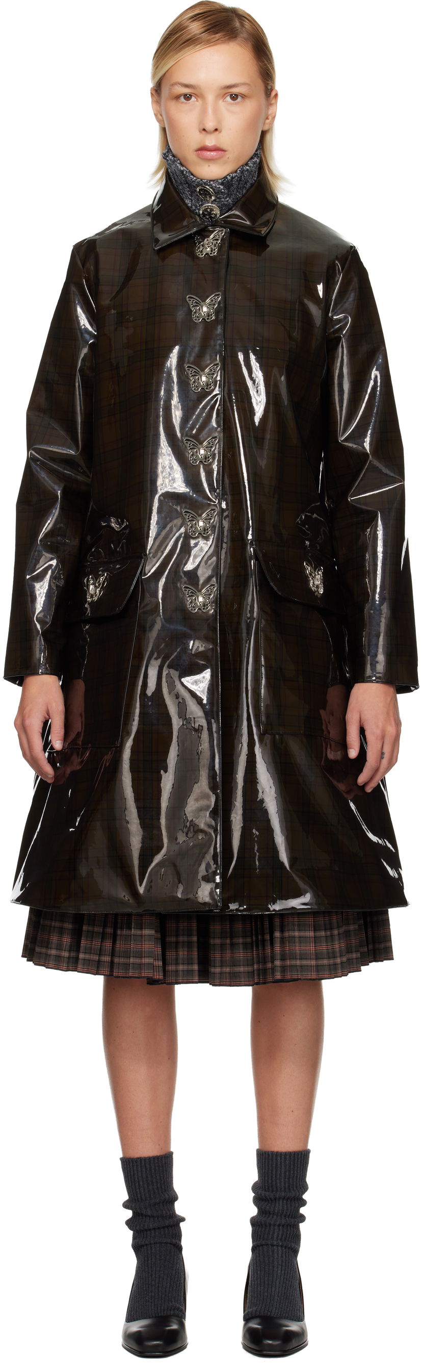 Regnrock Chopova Lowena Chopova Lowena Squelchy Plaid Coat Brun | 5321