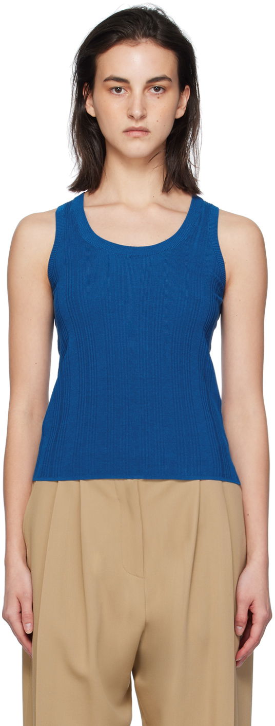 Linne Max Mara Weekend Max Mara Ceylon Ribbed Tank Top Blå | 2415361022600016