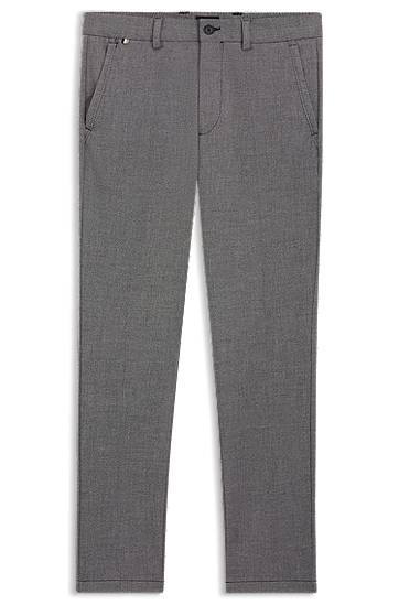 Byxor BOSS Slim-Fit Melange Stretch Trousers Grå | 50546875