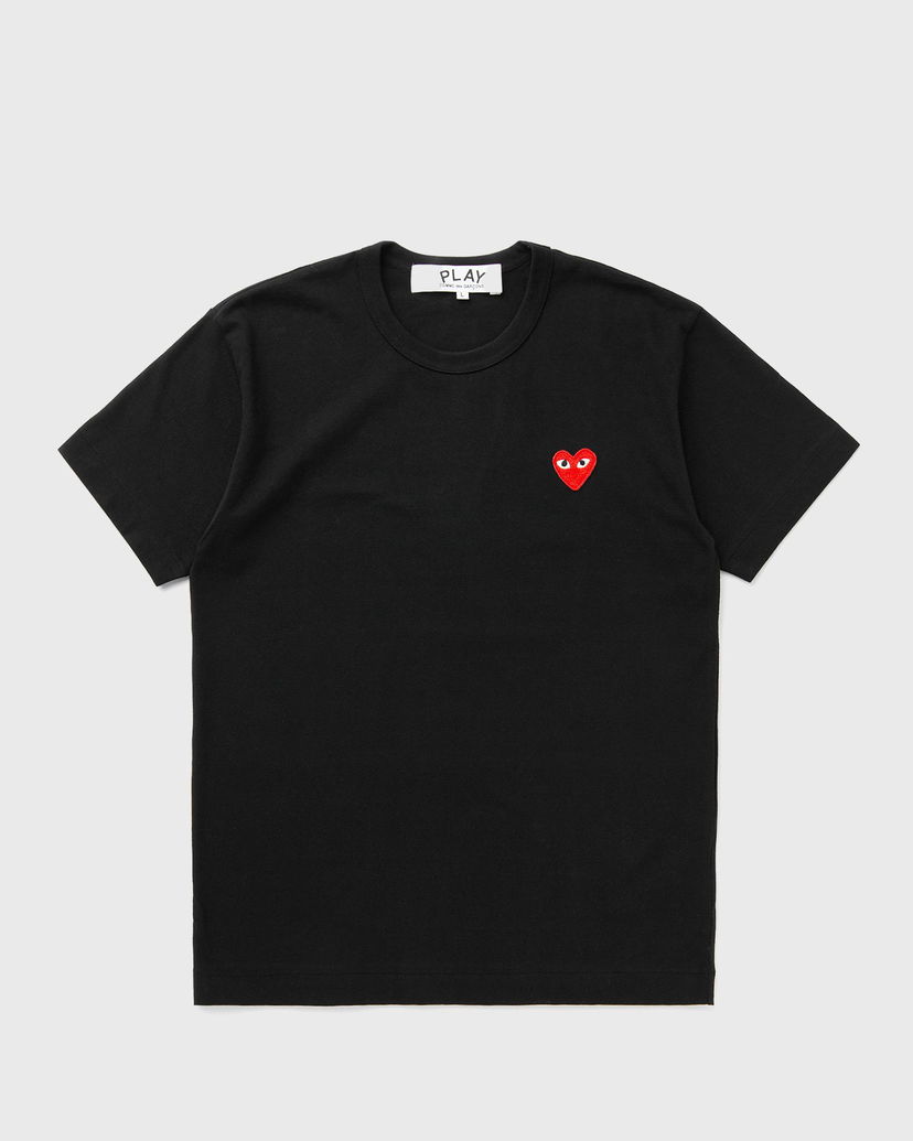T-shirt Comme des Garçons Black Short Sleeve T-Shirt With Red Emblem Svart | AX-T108-051-BLACK