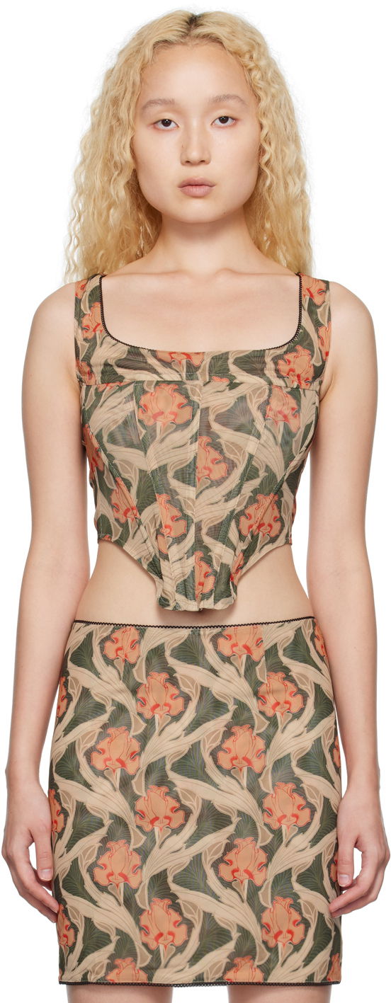 Linne Miaou Miaou Campbell Floral Print Tank Top Beige | 7020-CL-ANF