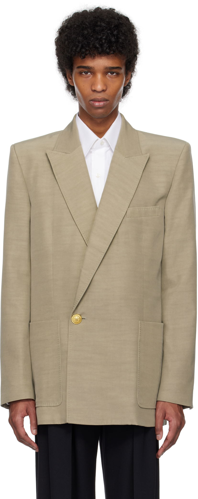 Jacka Balmain Balmain 1-Button Tailored Blazer Beige | EH1SG201VH50