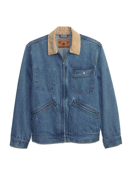 Jacka GAP Re-Issue × Sean Wotherspoon Denim Chore Jacket with Washwell Worn Medium Blue Blå | 837646