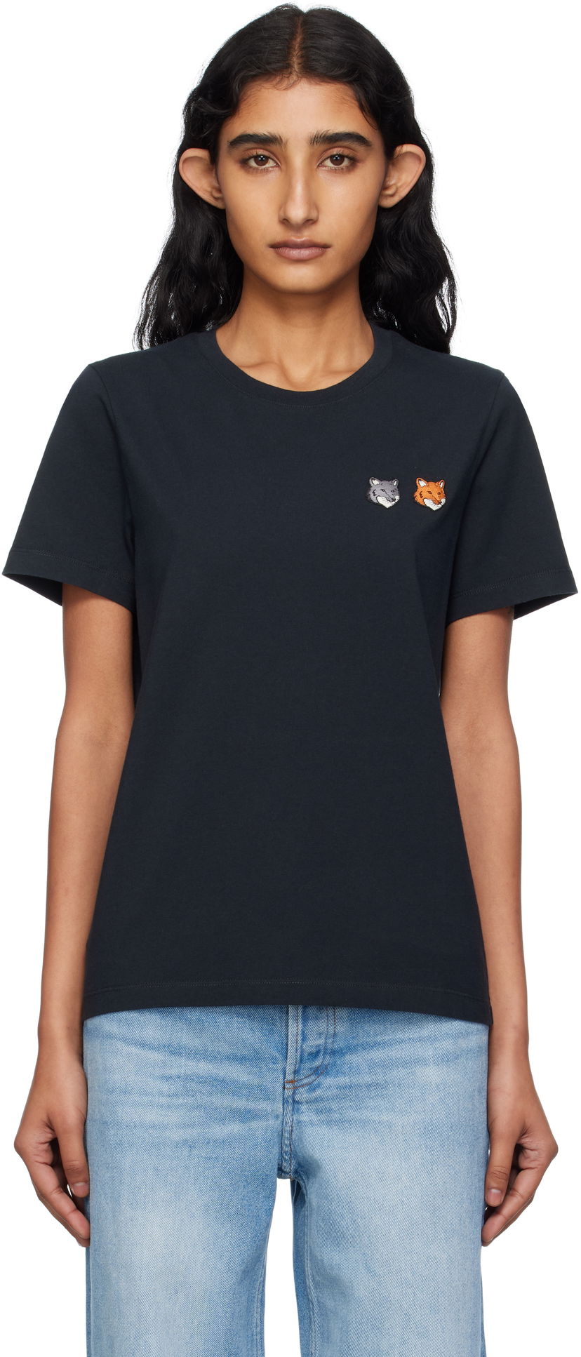 T-shirt MAISON KITSUNÉ Maison Kitsuné Double Fox Head T-Shirt Svart | OW011CFKJ0008