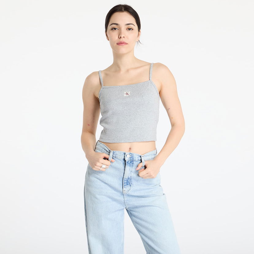 Linne CALVIN KLEIN Calvin Klein Jeans Women's Ribbed Crop Tank Top Grå | LV047C908G P79