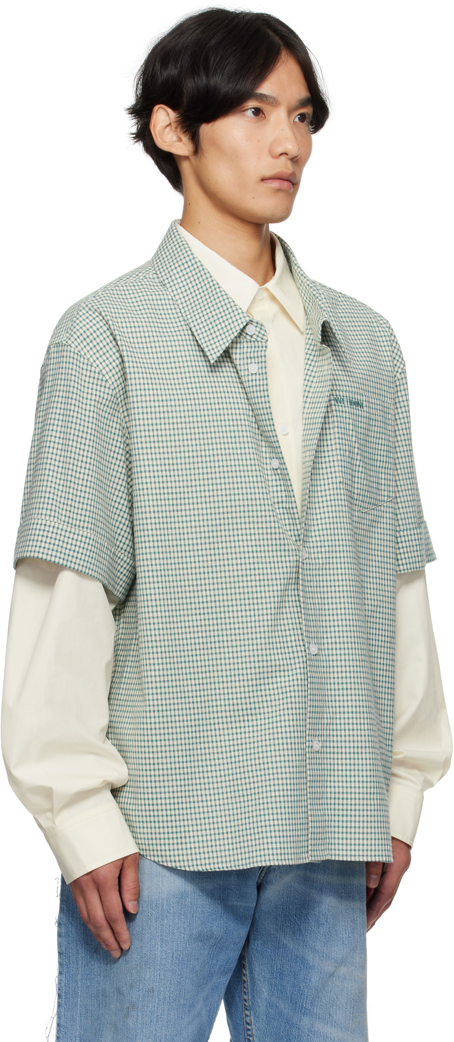 Skjorta We11done We11done Detachable Sleeves Shirt Grön | WD-SH2-25-181-M-BG, 1