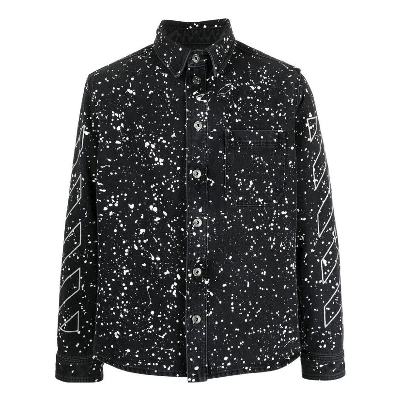 Skjorta Off-White Black Splatter Print Shirt Svart | OMYD027F22DEN0011001