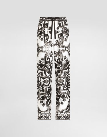 Byxor Dolce & Gabbana Dolce & Gabbana Majolica-Print Twill Trousers Vit | GVRMATHI1SVIN3TN, 0