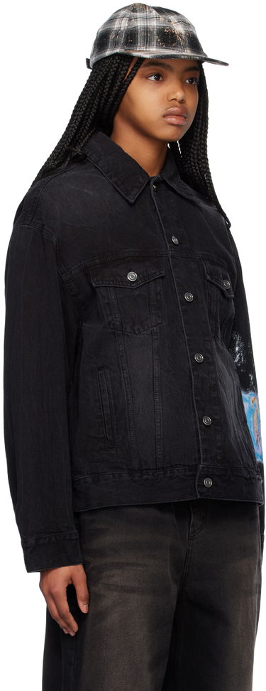 Jacka We11done Graphic Print Denim Jacket Svart | WD-DJ1-23-317-U-BK, 1