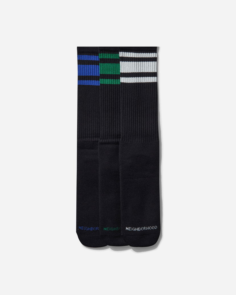 Strumpor Neighborhood 3-Pack Crew Socks Svart | 251KWNH-UWM01 BK