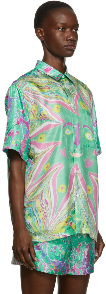 Skjorta Stella McCartney Stella McCartney Ricky Myfawnwy Edition Print Short Sleeve Shirt Grön | 604051SSA65, 4