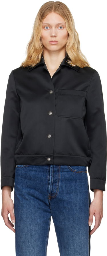 Skjorta Wales Bonner Wales Bonner 'The Flora' Cropped Satin Jacket Svart | WS25JA18-PL03-999, 0