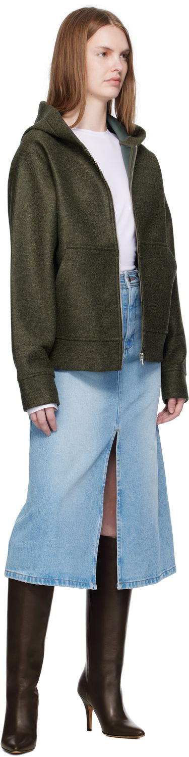 Sweatshirt A.P.C. A.P.C. Alvin Wool Zip-Up Hoodie Grön | PSAFU-M27993, 3