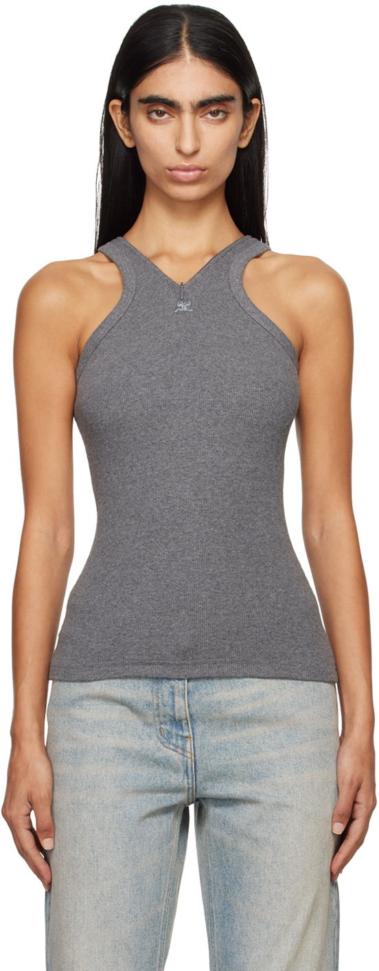 Linne Courrèges Criss Cross 90s Style Tank Top Grå | 324JDE079JS0165