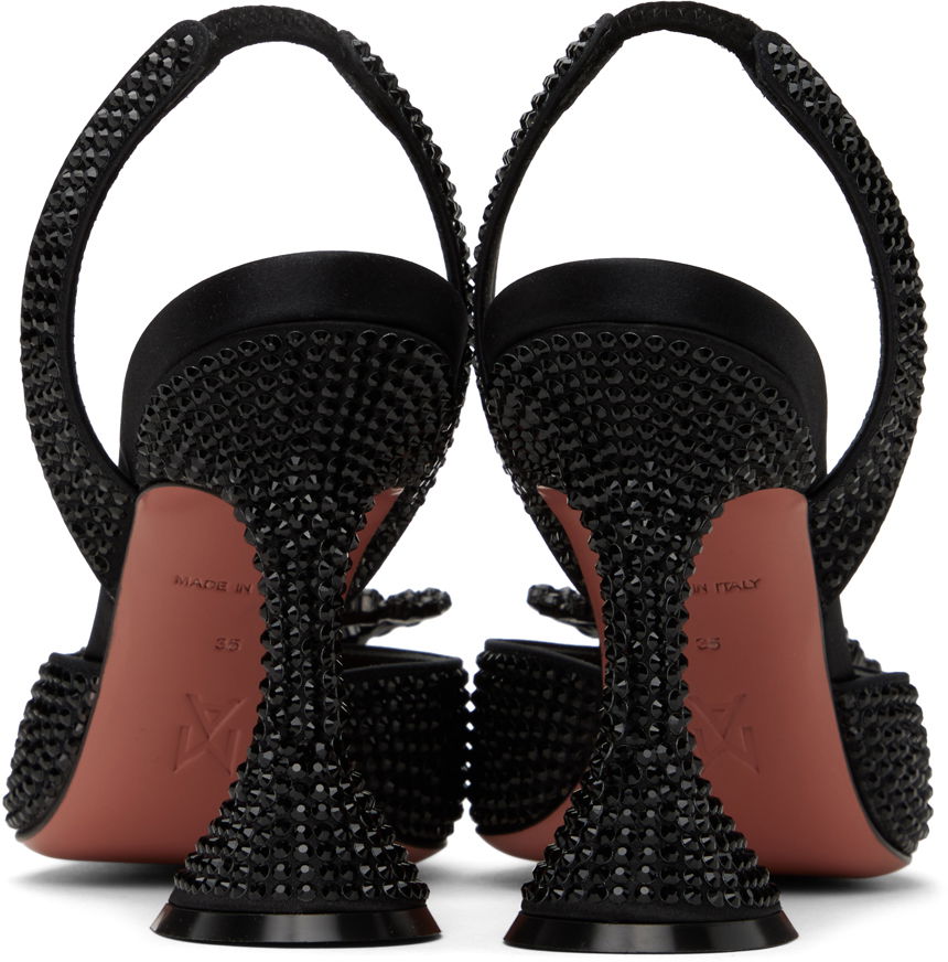 Sneakers och skor Amina Muaddi Amina Muaddi Rosie Crystal Slingback Heels Svart | ROSIE CRYSTAL SLING CL SATIN, 1