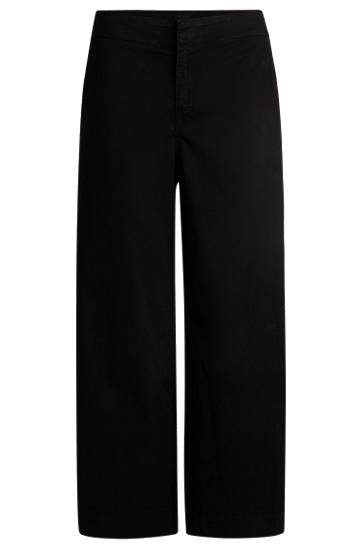 Byxor BOSS Stretch Cotton Twill Culottes Svart | 50531767