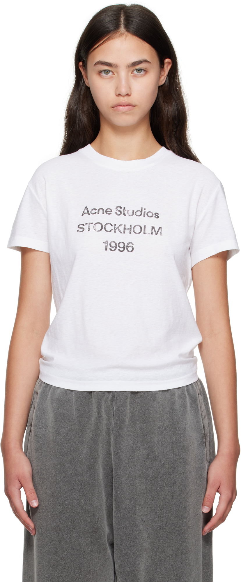 T-shirt Acne Studios Acne Studios Logo T-Shirt Vit | CL0397-