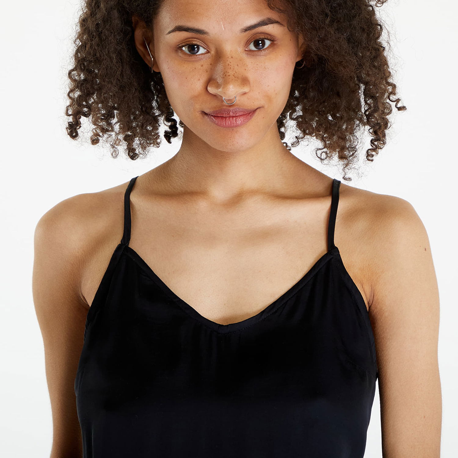 Linne Urban Classics Top Ladies Viscose Satin Slip Top Svart | TB6187-00007, 1