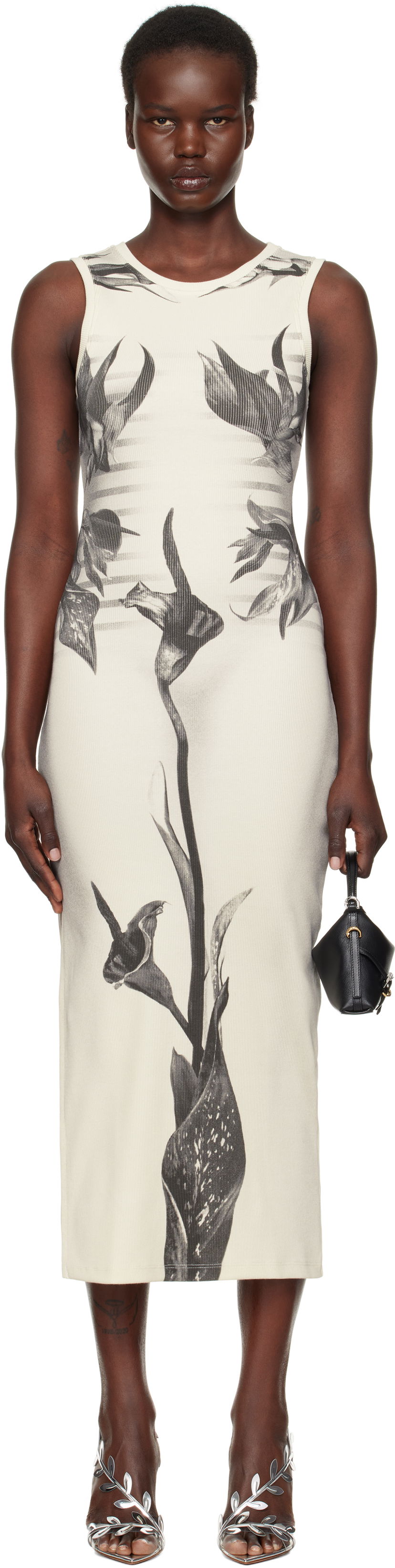Klä Jean Paul Gaultier Jean Paul Gaultier Flower Body Morphing Marinière Maxi Dress Beige | 25/33-F-RO360-J579-010200
