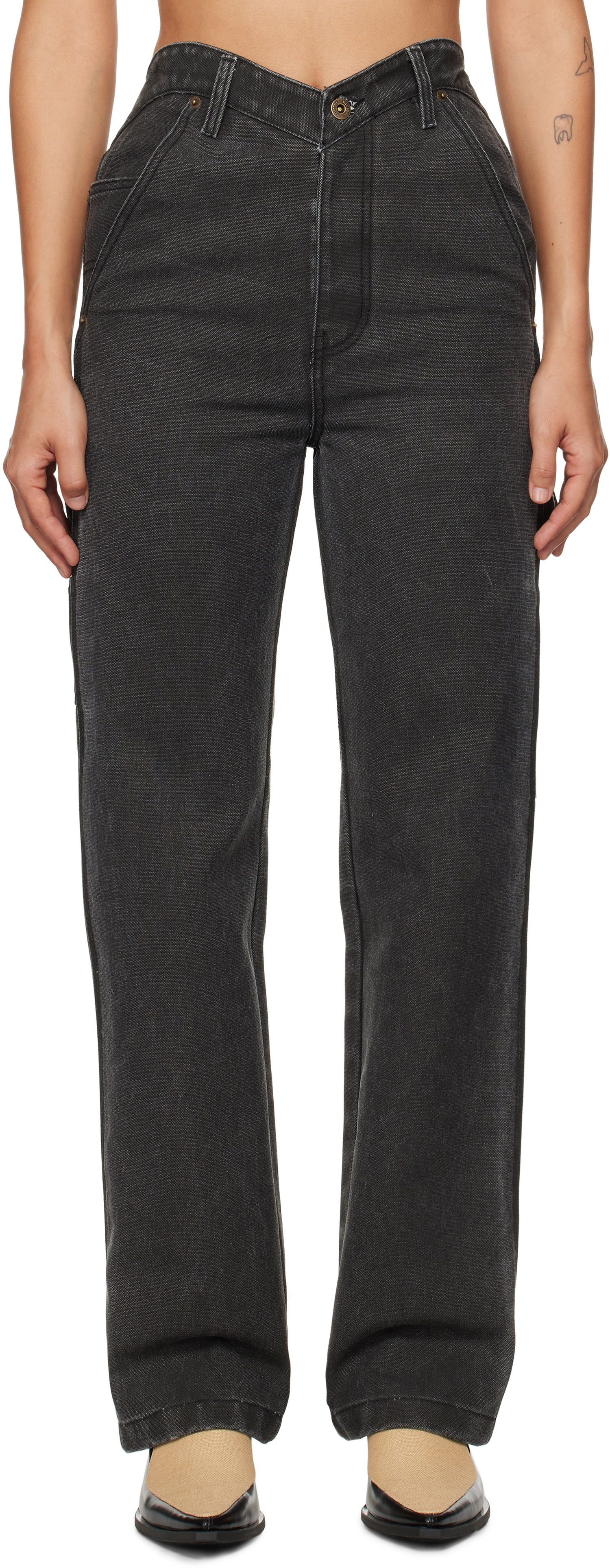 Jeans We11done We11done Heart Work Trousers Svart | WD-PT3-24-280-W-BK, 0