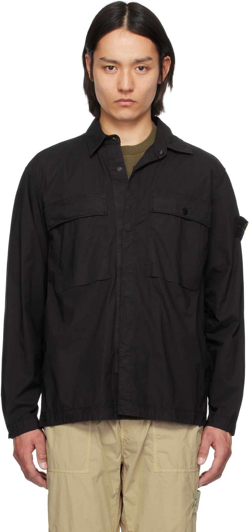 Skjorta Stone Island Stone Island Stretch Cotton Shirt Svart | K1S15 1200015 S0003