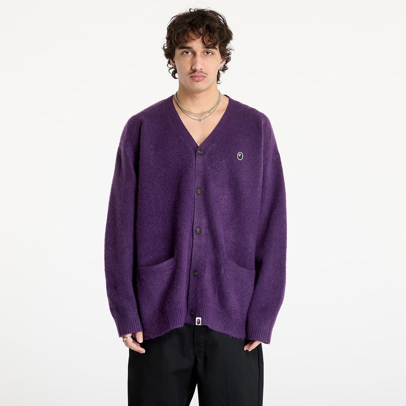 Sweater BAPE One Point Hairly Yarn Cardigan Purpur | 001KNK801004M PUR