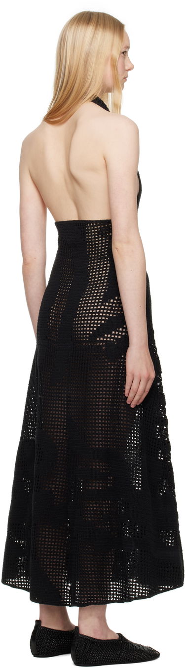 Klä Nanushka Nanushka Fotini Halter Crochet Midi Dress Svart | NW25SSDR24599, 2
