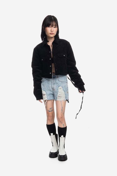 Jacka Rick Owens Cropped Outershirt Jacket Svart | DS02B4706.VS.BLACK, 1