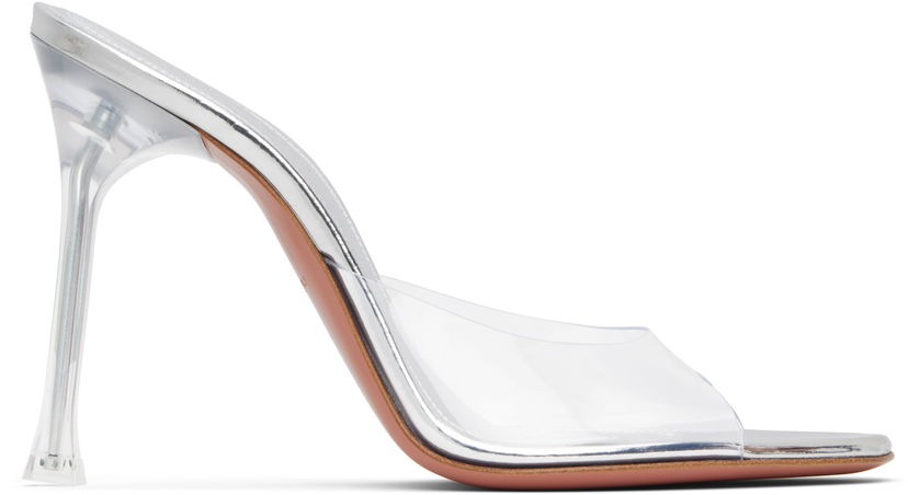 Tillbehör Amina Muaddi Amina Muaddi Alexa Glass 105 Heeled Sandals Metallisk | ALEXA GLASS SLIPPER