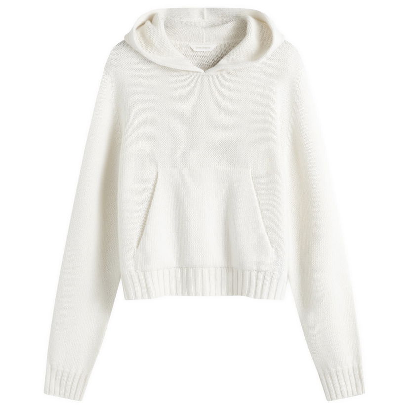 Sweatshirt Palm Angels Curved Logo Knitted Hoodie Vit | PWHU012F24KNI0010161