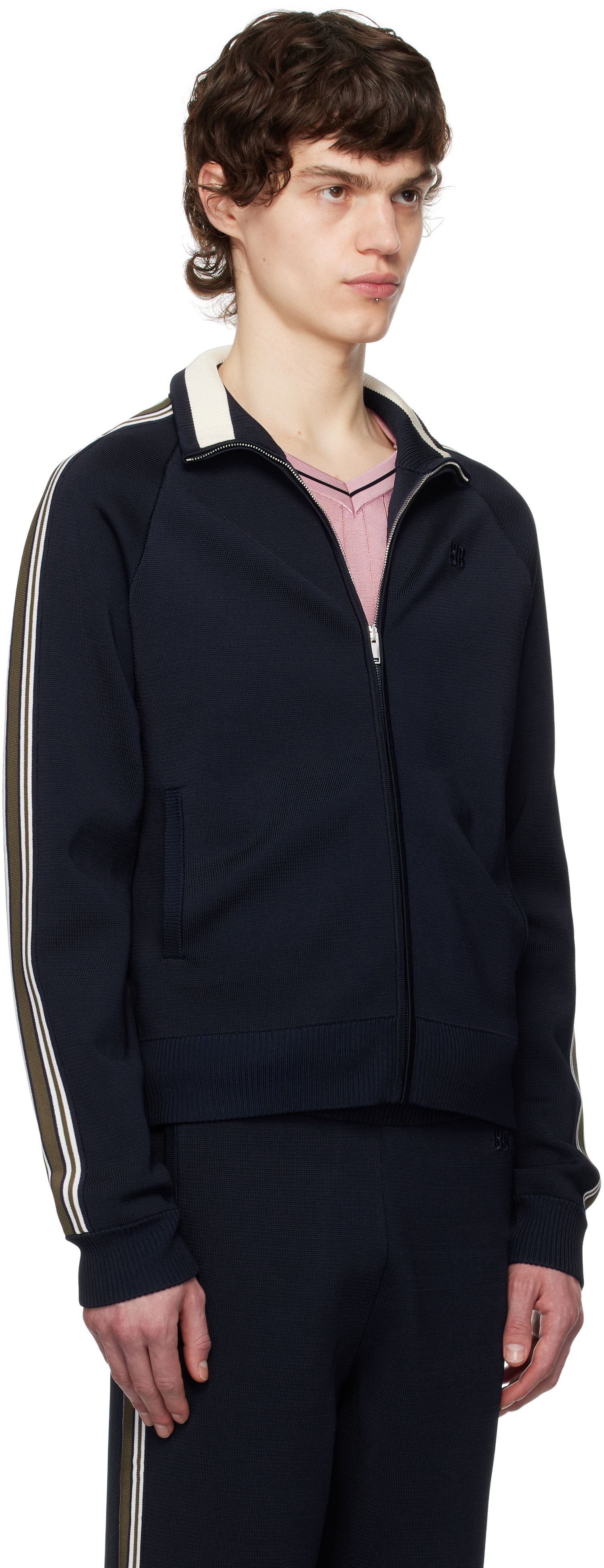 Träningsoverall Wales Bonner Wales Bonner Tide Track Jacket Mörkblå | US25KN34-KN05-599 BRIGHT RAYON, 1