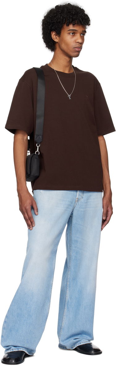T-shirt AMI AMI Paris Cotton Tonal Ami de Coeur T-Shirt Brun | UTS074.726, 3
