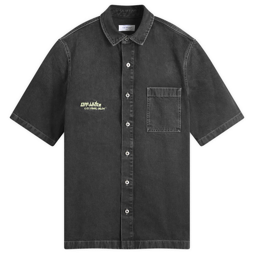 Skjorta Off-White Black Denim Bowling Shirt Svart | OMYD05AS25DEN0011350